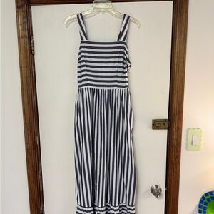 Striped Navy and White Maxi Dress